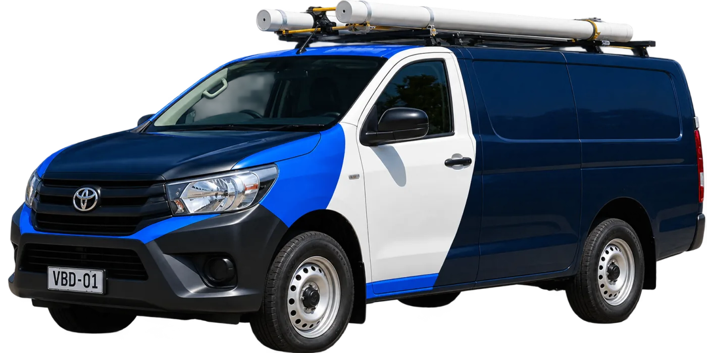 Our van, covering Como and the surrounding suburbs